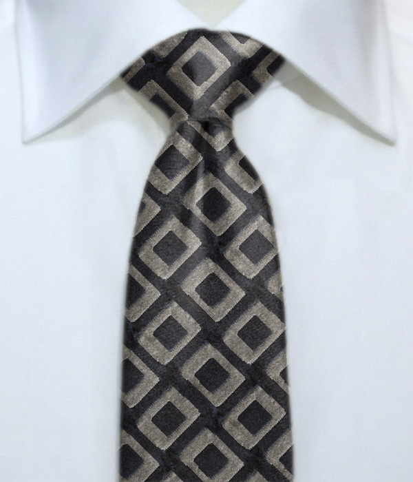 【国産】ネイビー モチーフ柄 ネクタイ