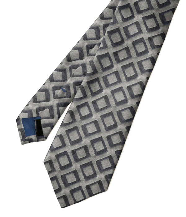 【国産】グレー モチーフ柄 ネクタイ