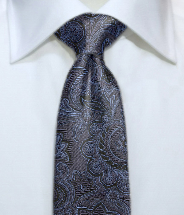 【国産】ネイビー×ブルー ペイズリー柄 ネクタイ