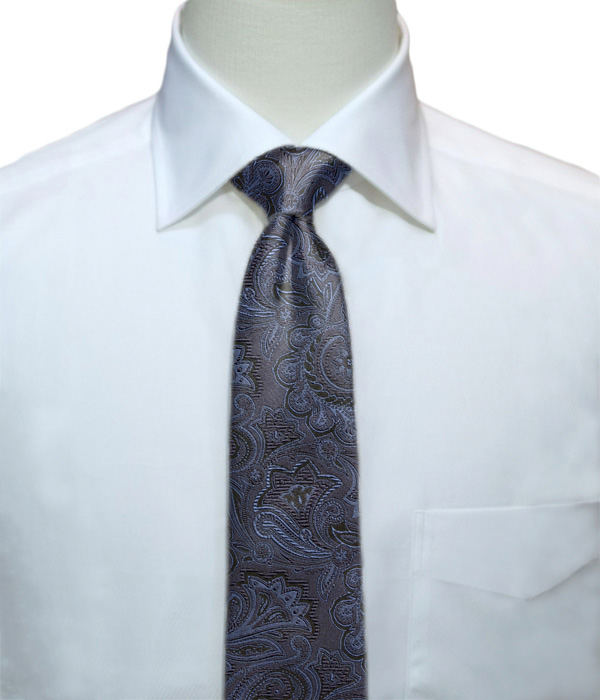 【国産】ネイビー×ブルー ペイズリー柄 ネクタイ
