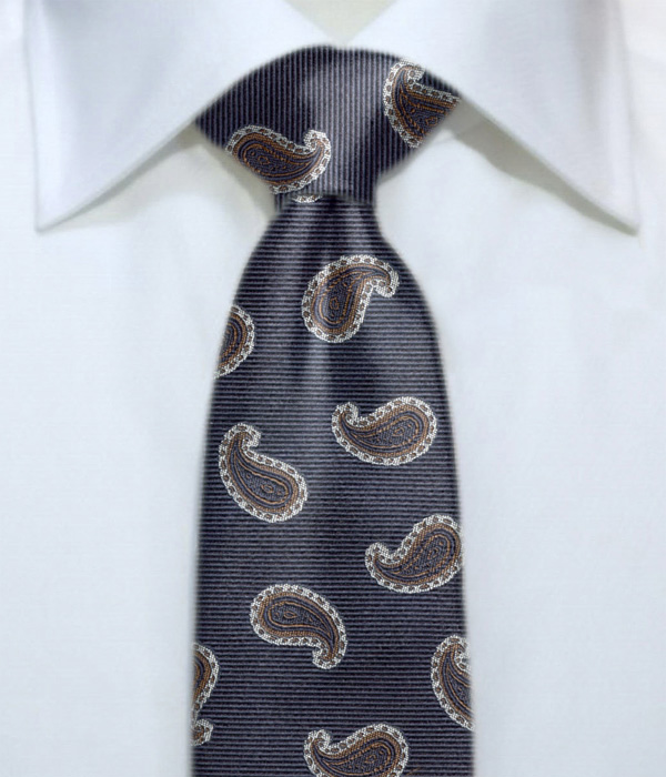 【インポート】ネイビー×ブラウン ペイズリー柄 ネクタイ