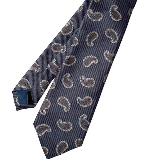 【インポート】ネイビー×ブラウン ペイズリー柄 ネクタイ