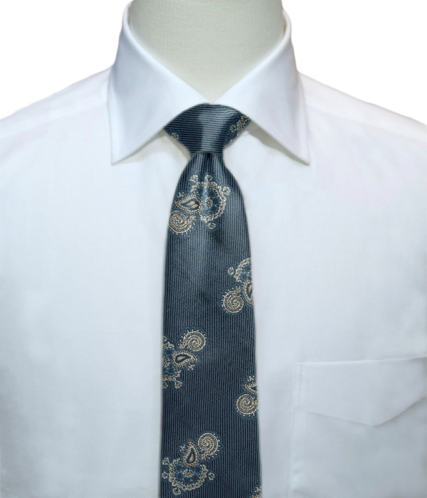 【インポート】ブルー×ベージュ ペイズリー柄 ネクタイ