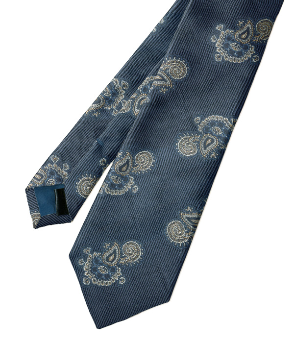 【インポート】ブルー×ベージュ ペイズリー柄 ネクタイ