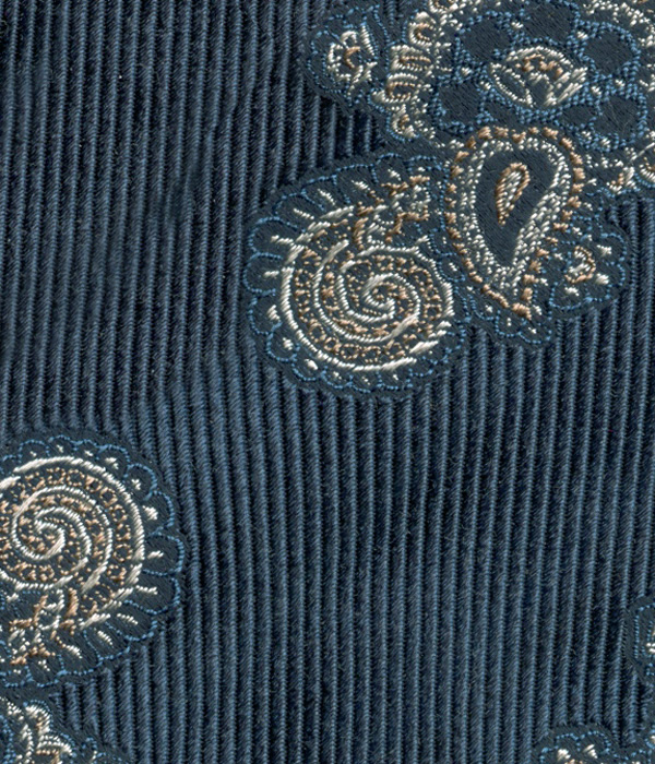 【インポート】ブルー×ベージュ ペイズリー柄 ネクタイ