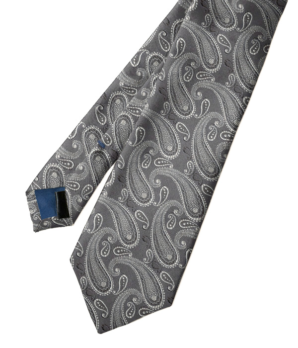 【インポート】グレー ペイズリー柄 ネクタイ