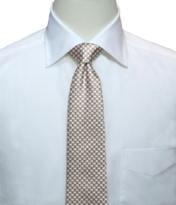 【インポート】ベージュ 千鳥格子柄 ネクタイ