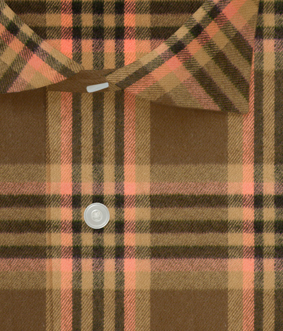 【Organic Cotton】ブラウン×ベージュ フランネル チェック ドレスシャツ（Made to Measure）