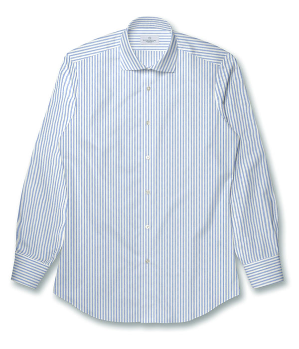 【Organic Cotton】サックス ドビーストライプ ドレスシャツ