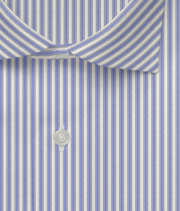 ブルー ブロード ストライプ ドレスシャツ