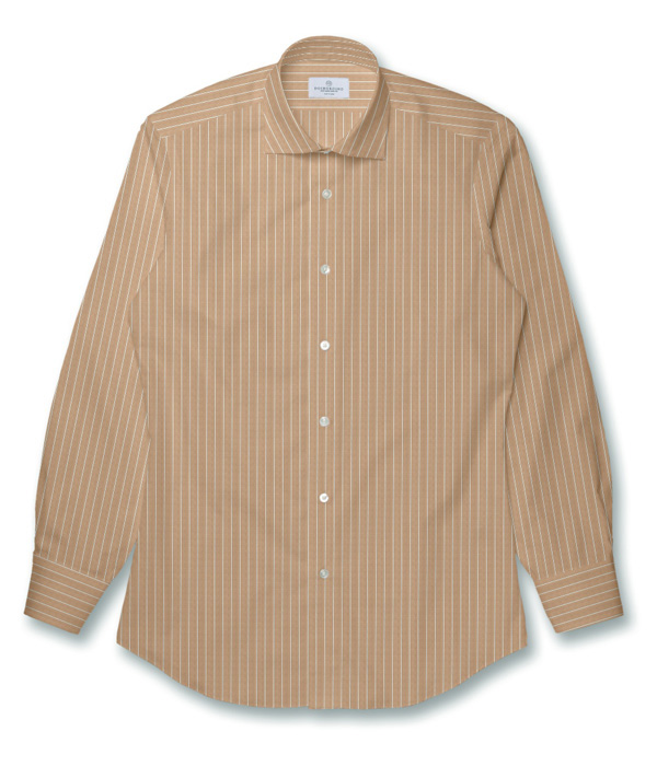 ブラウン地付きストライプ ドレスシャツ