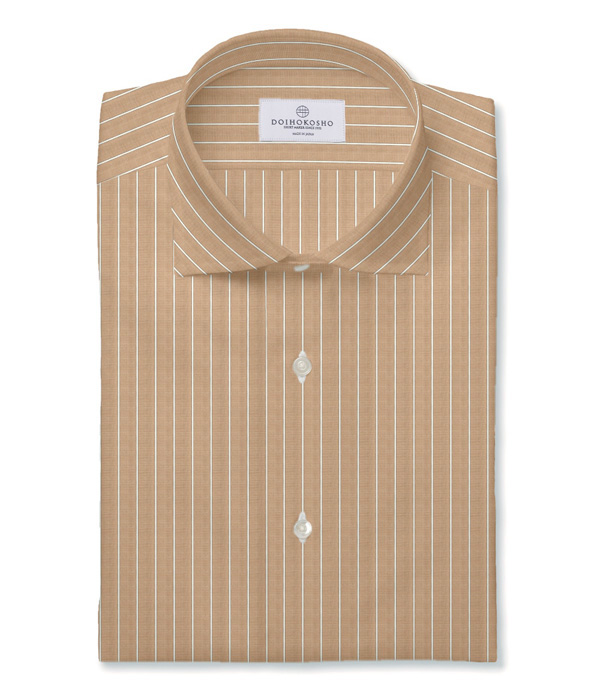 ブラウン地付きストライプ ドレスシャツ