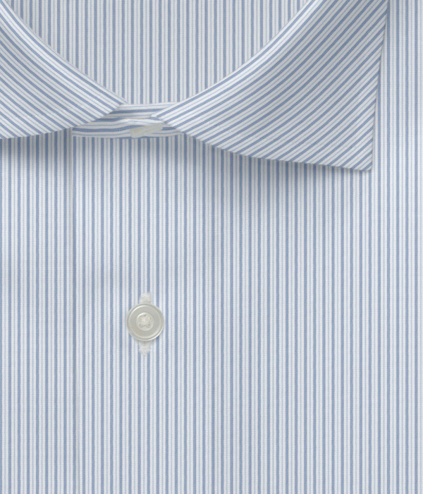 サックス ブロード ストライプ ドレスシャツ