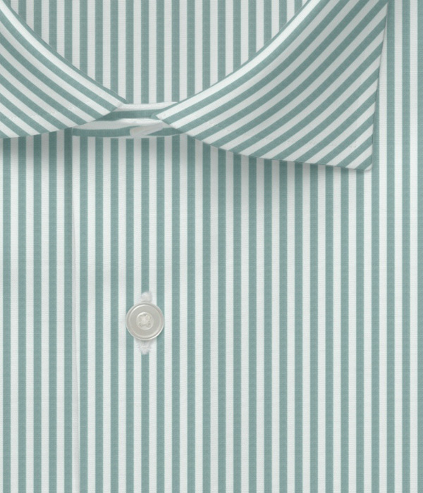 ティールグリーン ブロード ストライプ ドレスシャツ