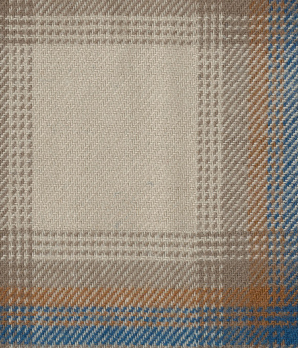 【Organic Cotton】ベージュ×ブルーチェックネル斜めフラップポケットシャツアウター