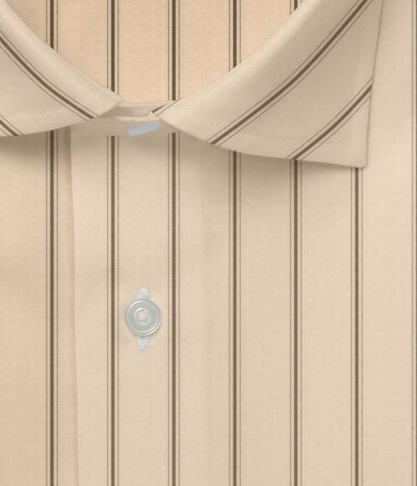 【ALBINI CORCORAN】ブラウンストライプ ブロード ドレスシャツ