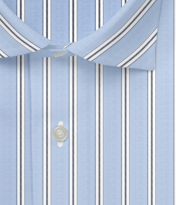 【ALBINI CORCORAN】ネイビー×サックスストライプ ブロード ドレスシャツ