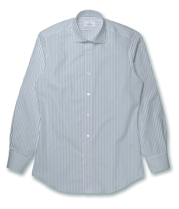 サックスストライプ ブロード ドレスシャツ