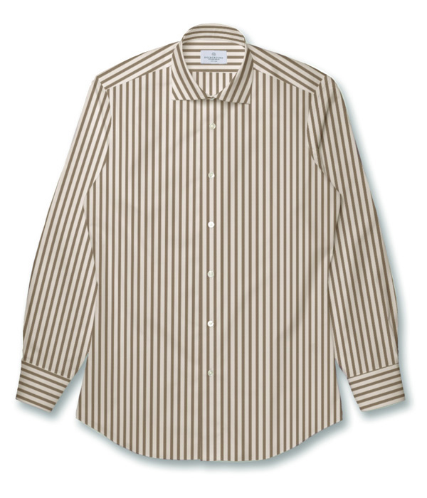 ブラウンストライプ ブロード ドレスシャツ