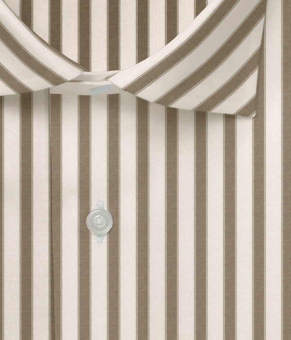 ブラウンストライプ ブロード ドレスシャツ