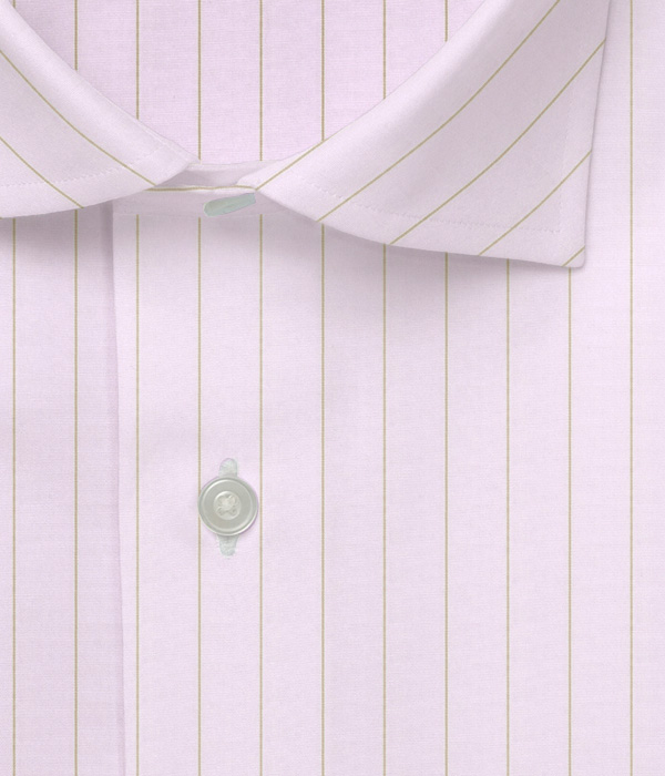 ピンク×ベージュストライプ ブロード ドレスシャツ