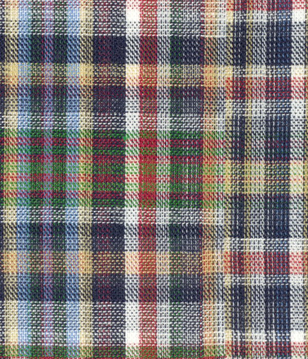 【ダブルガーゼ】パッチワーク風レッド系チェック ドレスシャツ