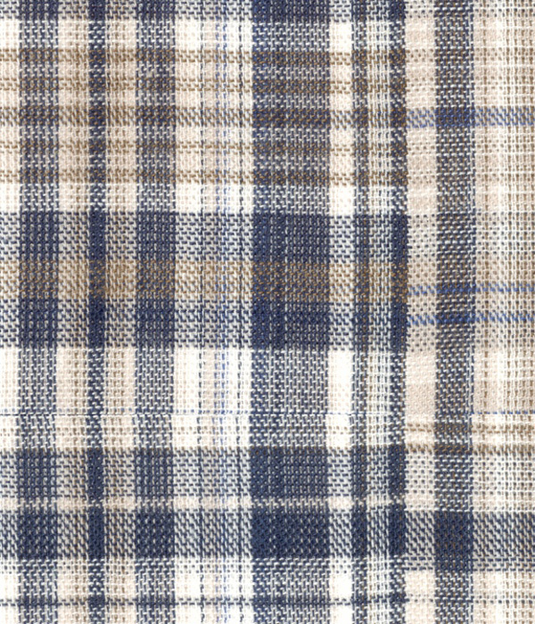 【ダブルガーゼ】パッチワーク風ベージュ系チェック ドレスシャツ