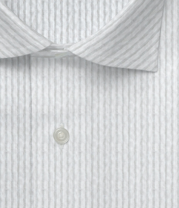 ホワイト シアサッカー 無地 ドレスシャツ