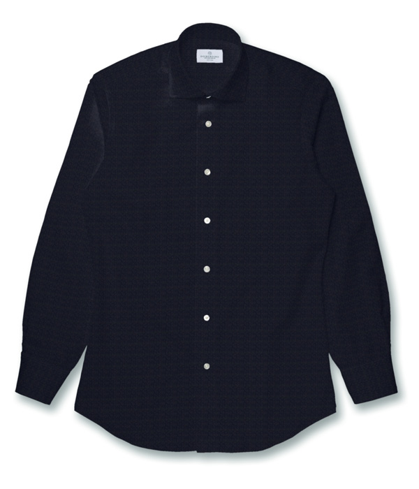 ネイビー シアサッカー 無地 ドレスシャツ