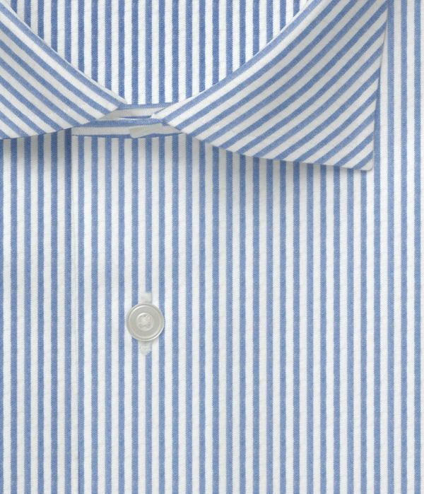 【THE STATES MADE】ブルー シアサッカー ストライプ ドレスシャツ