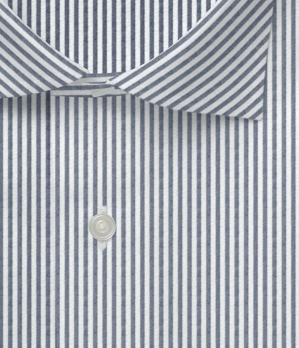 【THE STATES MADE】ネイビー シアサッカー ストライプ ドレスシャツ