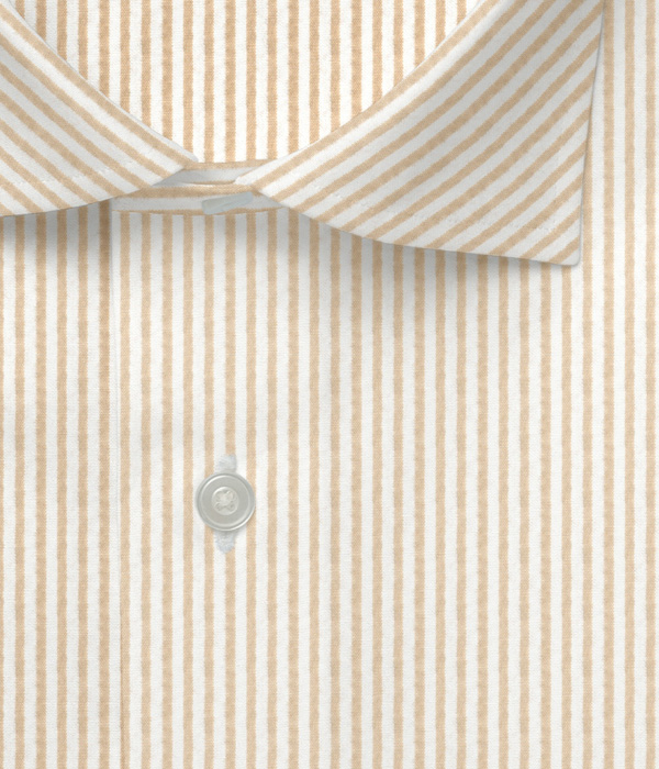 【THE STATES MADE】ベージュ シアサッカー ストライプ ドレスシャツ