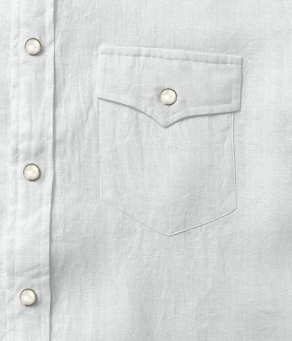【Organic Cotton】ホワイト フランネル 無地 ウエスタンシャツ