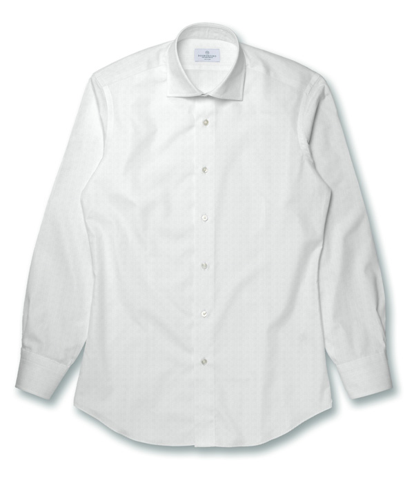 【Organic Cotton】ホワイト フランネル 無地 ドレスシャツ
