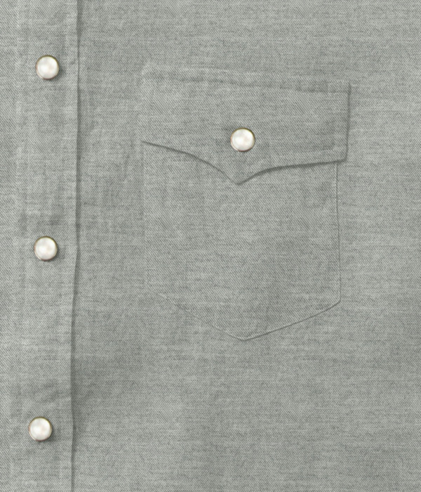 【Organic Cotton】グレー フランネル 無地 ウエスタンシャツ