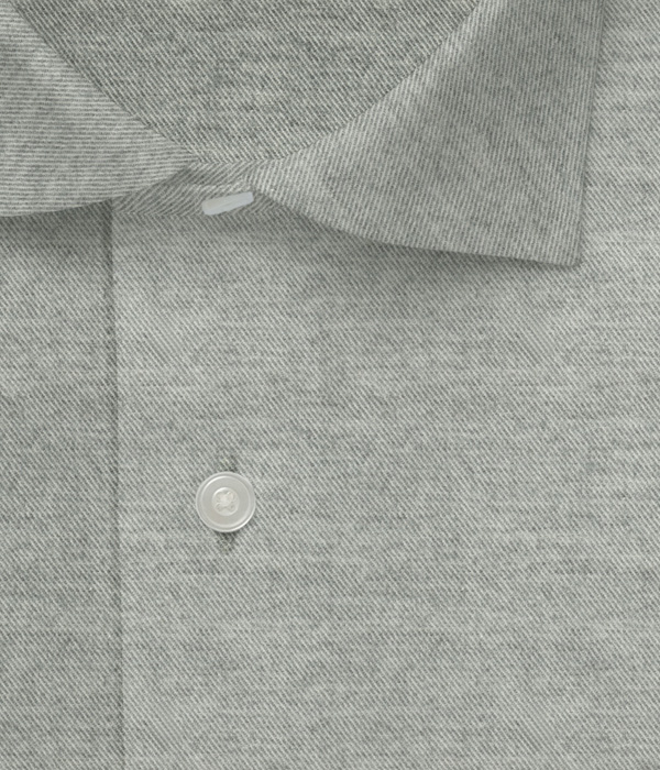 【Organic Cotton】グレー フランネル 無地 ドレスシャツ