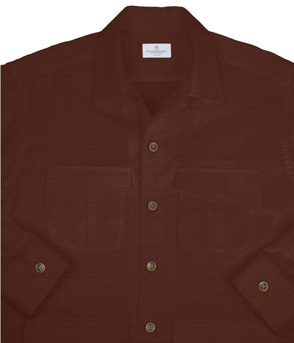 【Organic Cotton】ブラウンフランネル斜めフラップポケットシャツアウター