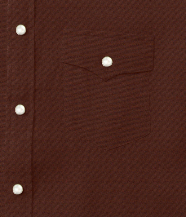 【Organic Cotton】ブラウン フランネル 無地 ウエスタンシャツ