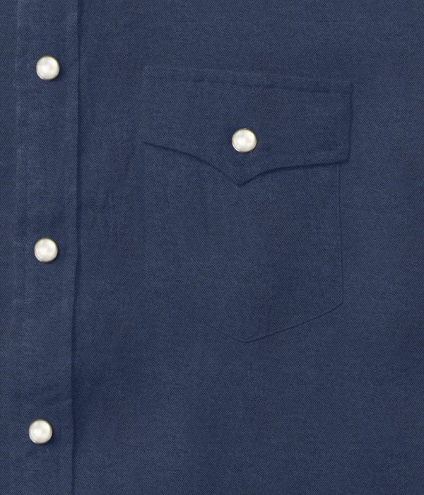 【Organic Cotton】ネイビー フランネル 無地 ウエスタンシャツ