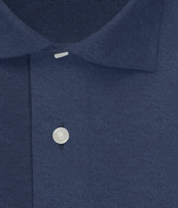 【Organic Cotton】ネイビー フランネル 無地 ドレスシャツ