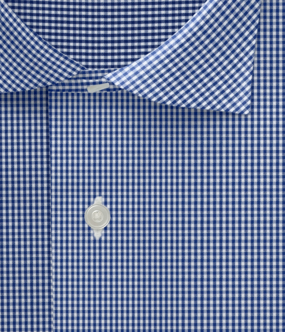 【Weekdays】綿100%形態安定 ネイビー ブロード チェック ドレスシャツ