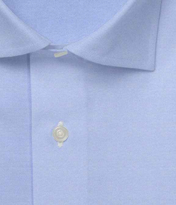 【COOLMAX】形態安定 サックス ピンオックス 無地 ドレスシャツ