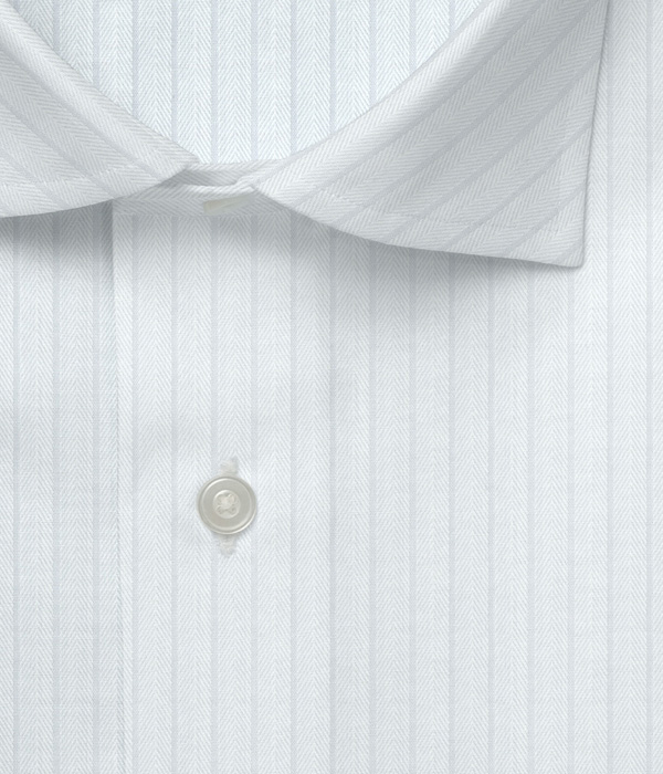 綿100%形態安定 ホワイト ドビー ストライプ ドレスシャツ