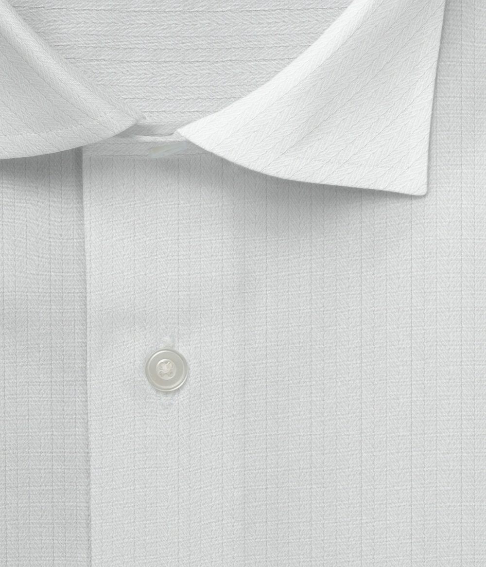 【SOLOTEX】 ホワイト ヘリンボーン ドレスシャツ