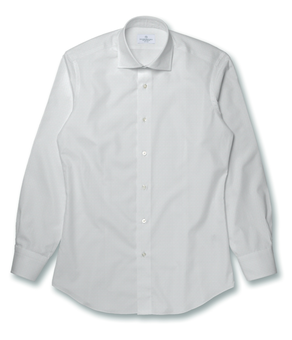 【SOLOTEX】 ホワイト ドビーチェック ドレスシャツ（Easy Order/長袖）