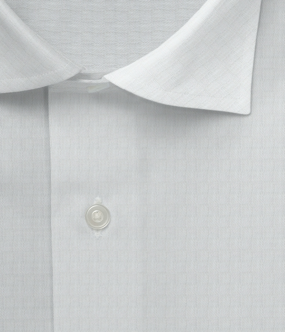 【SOLOTEX】 ホワイト ドビーチェック ドレスシャツ（Easy Order/半袖）