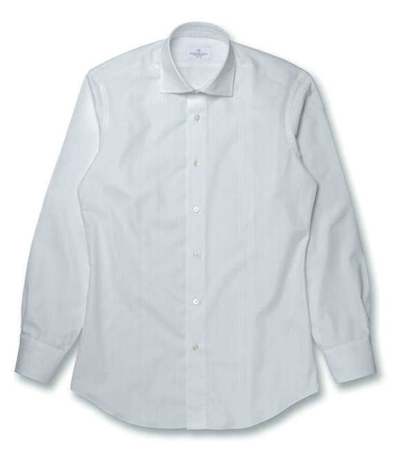 【SOLOTEX】 ホワイト ヘリンボーン ドレスシャツ
