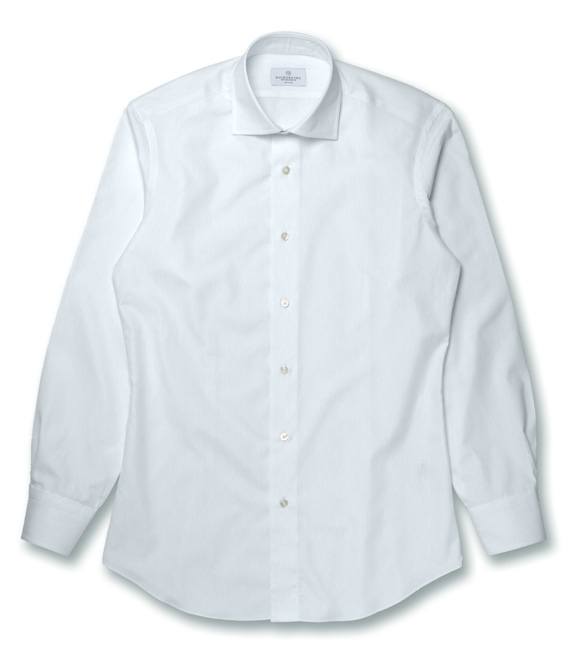 【SOLOTEX】 ホワイト ブロード 無地 ドレスシャツ（Easy Order/長袖）