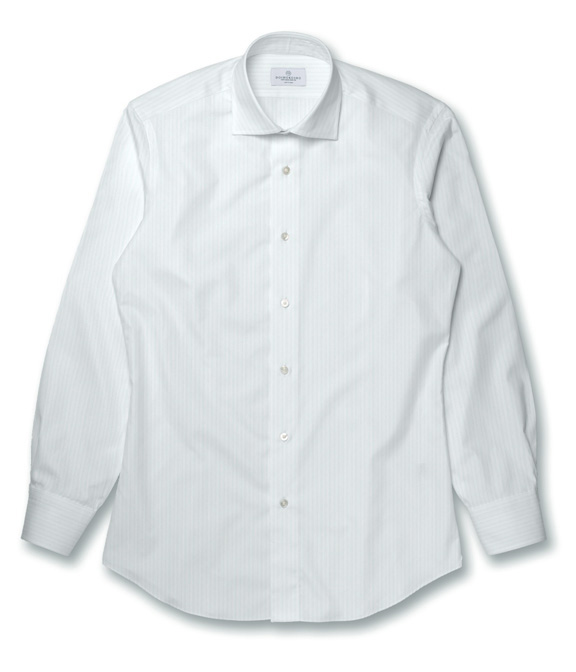 【SOLOTEX】 ホワイト ドビー ストライプ ドレスシャツ