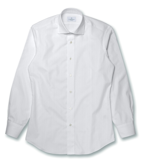 【SOLOTEX】ホワイト ヘリンボーン ドレスシャツ